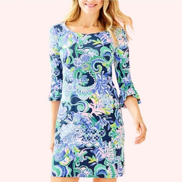 Lilly Pulitzer Sophie Ruffle Dress UPF 50 in Sirens and Spirits | M - Picture 1 of 10